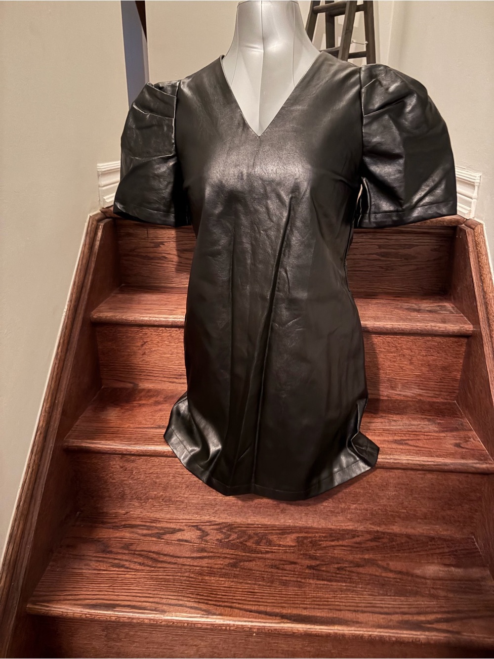 Love Riche Black Faux Leather Mini Dress